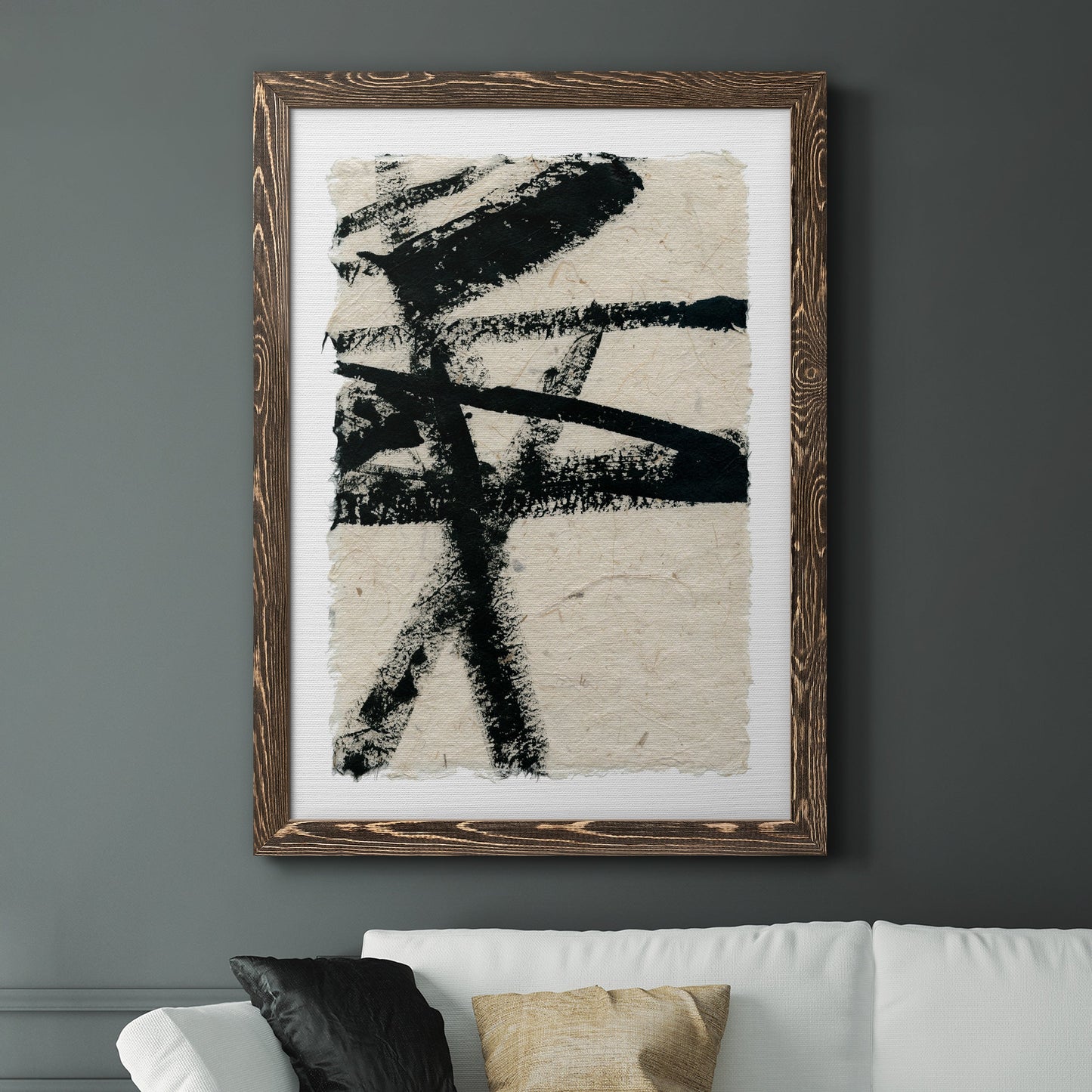 Lines Crossed III - Barnwood Framed Canvas Print