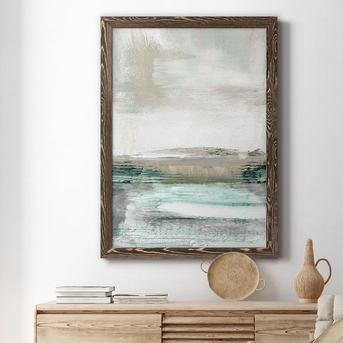 Summer Teal I - Barnwood Framed Canvas Print