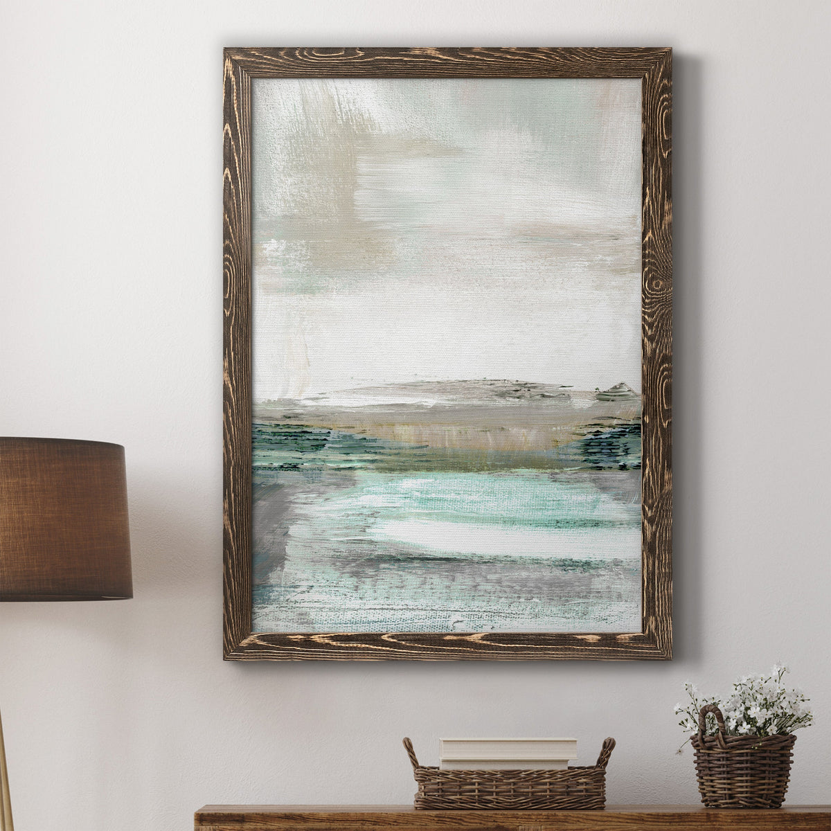 Summer Teal I - Barnwood Framed Canvas Print