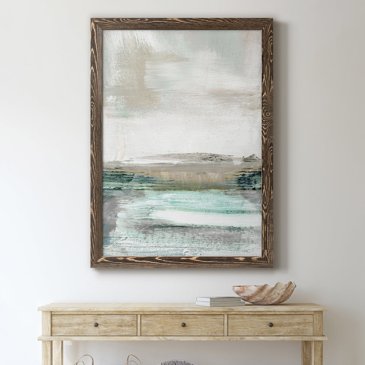 Summer Teal I - Barnwood Framed Canvas Print