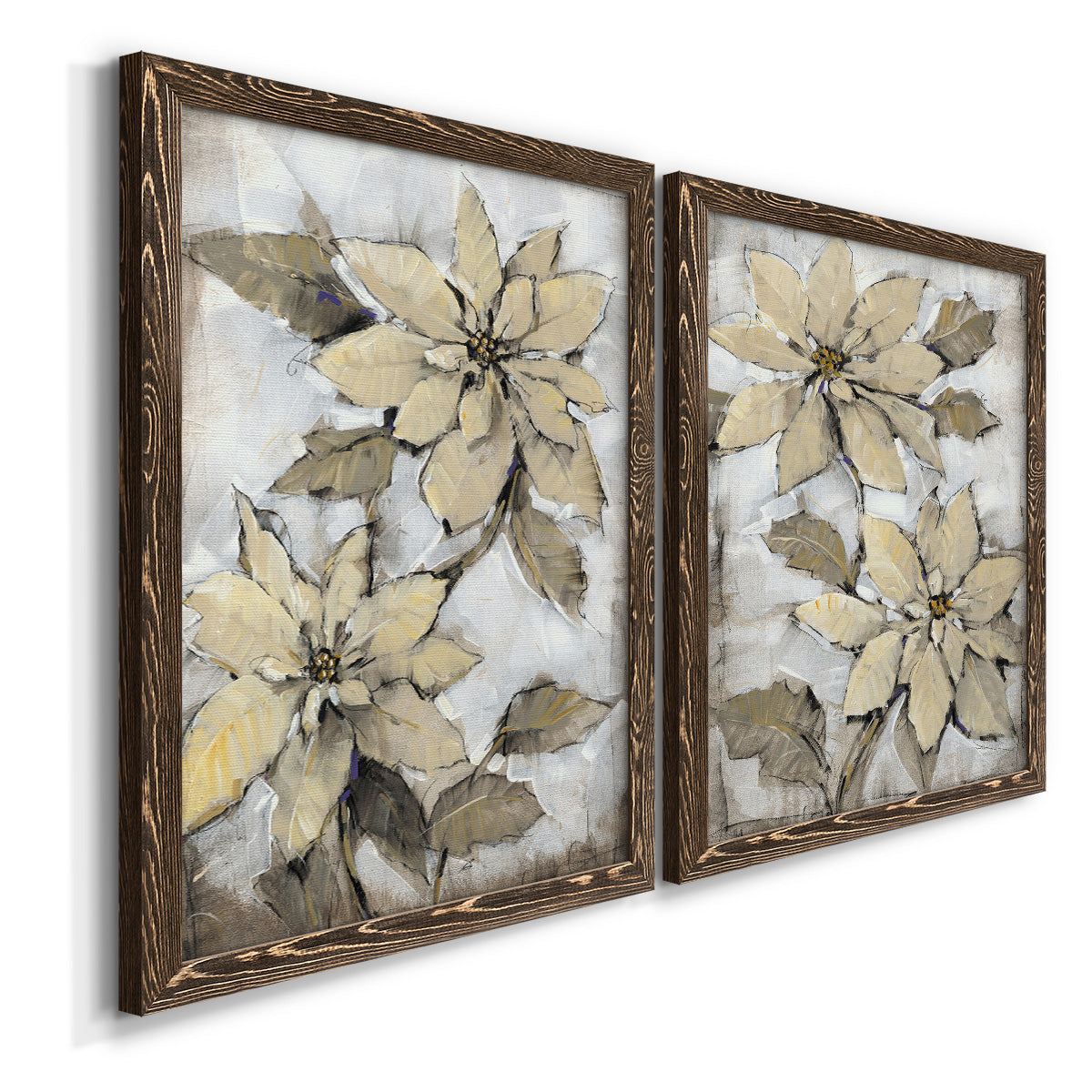 Poinsettia Study I - Barnwood Framed Canvas Set