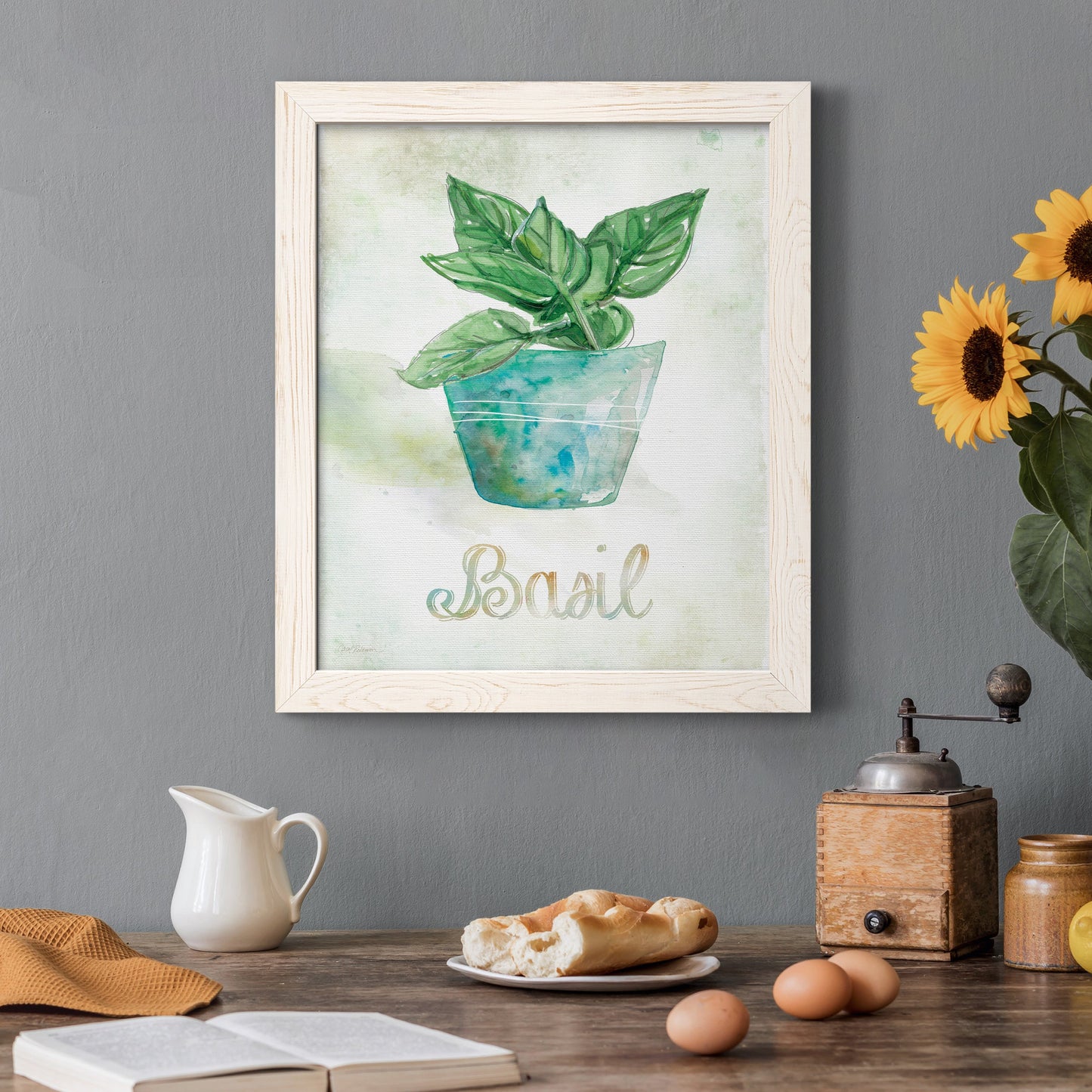Potted Basil - Barnwood Framed Canvas Print