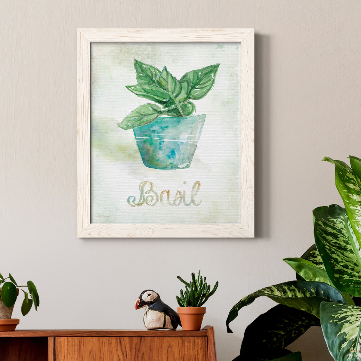 Potted Basil - Barnwood Framed Canvas Print