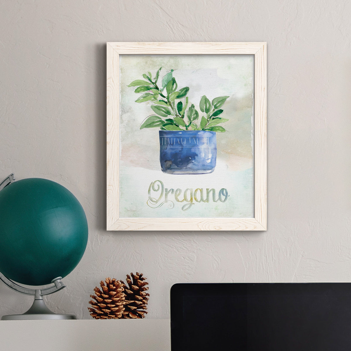 Potted Oregano - Barnwood Framed Canvas Print