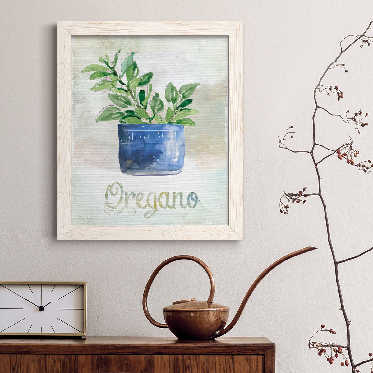 Potted Oregano - Barnwood Framed Canvas Print
