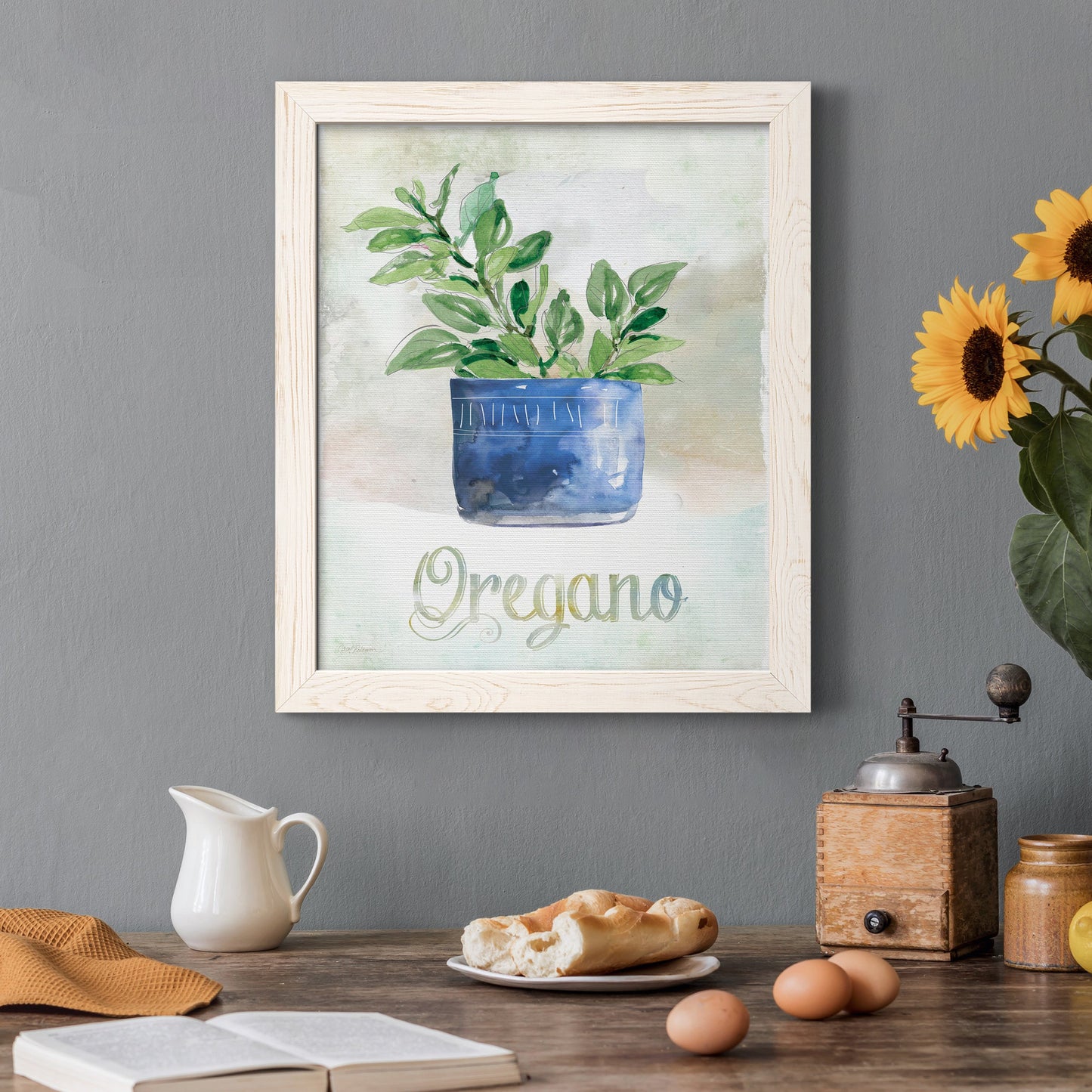 Potted Oregano - Barnwood Framed Canvas Print