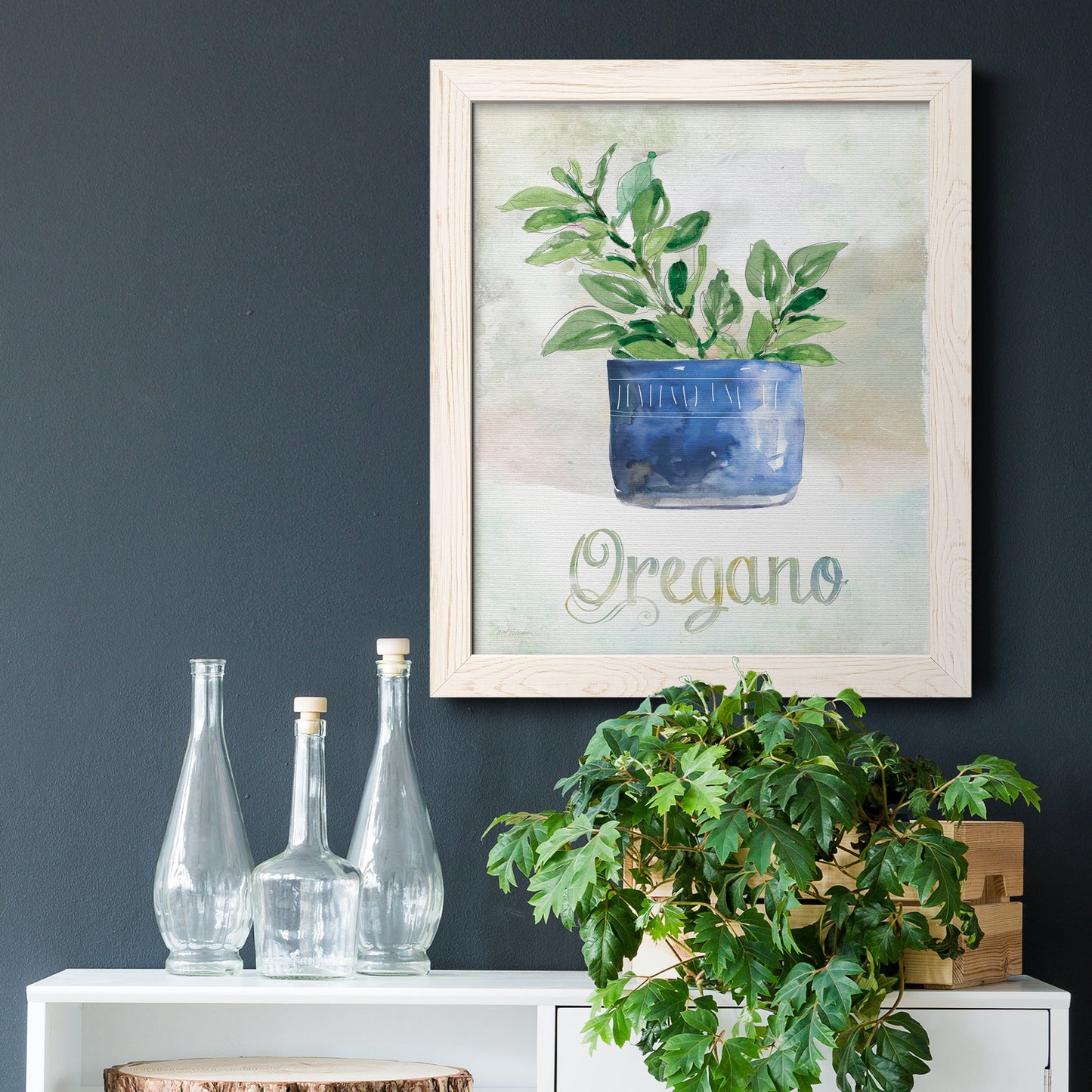 Potted Oregano - Barnwood Framed Canvas Print