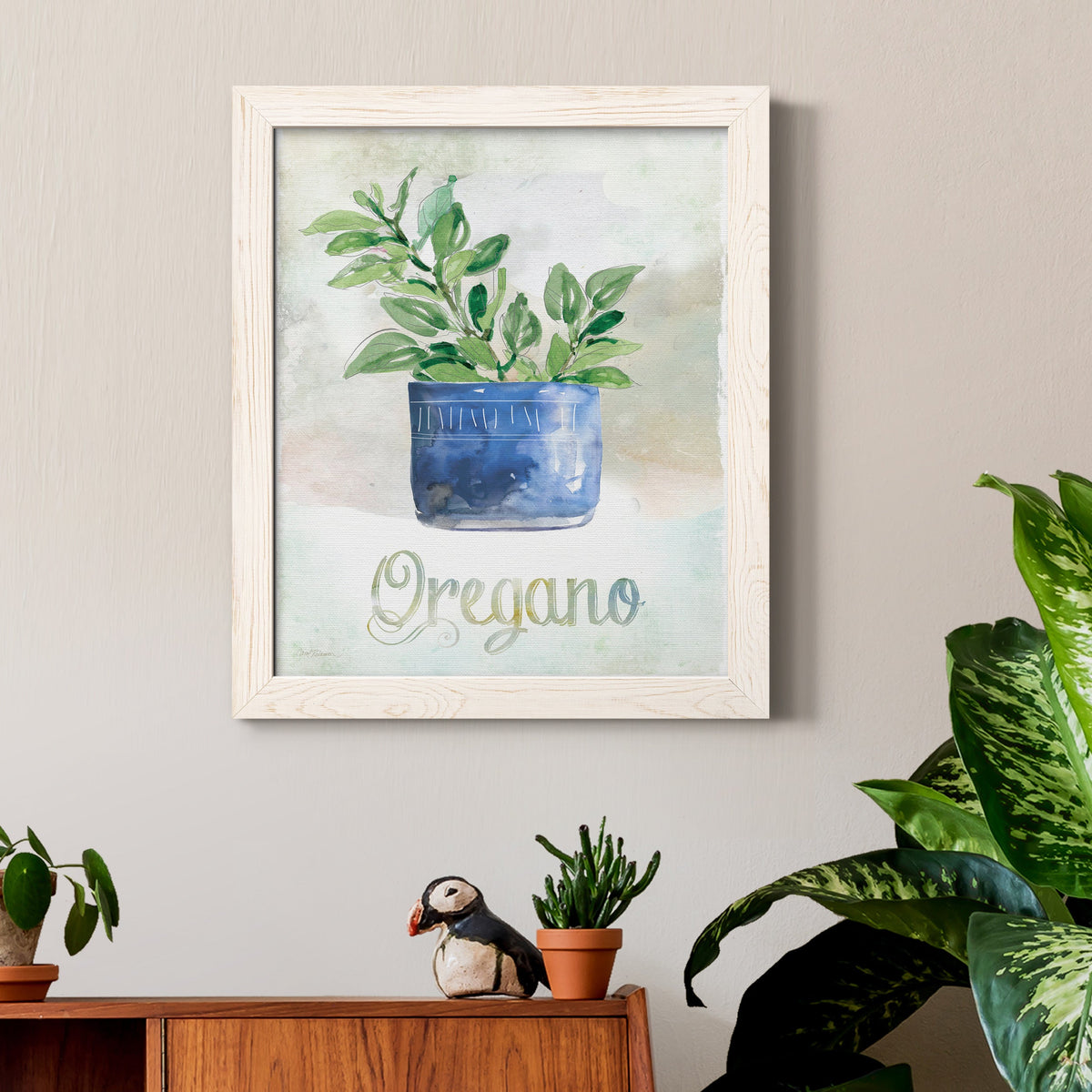Potted Oregano - Barnwood Framed Canvas Print