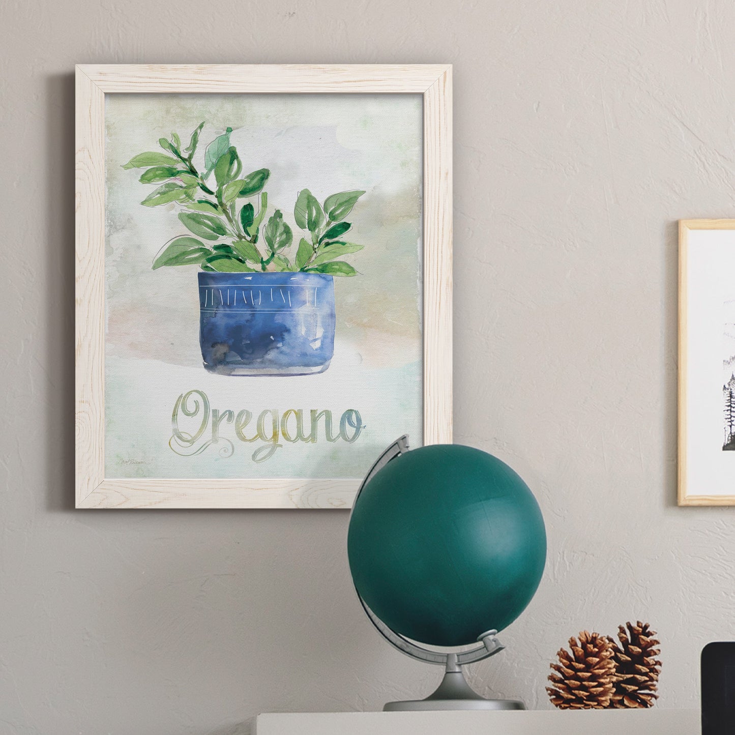 Potted Oregano - Barnwood Framed Canvas Print