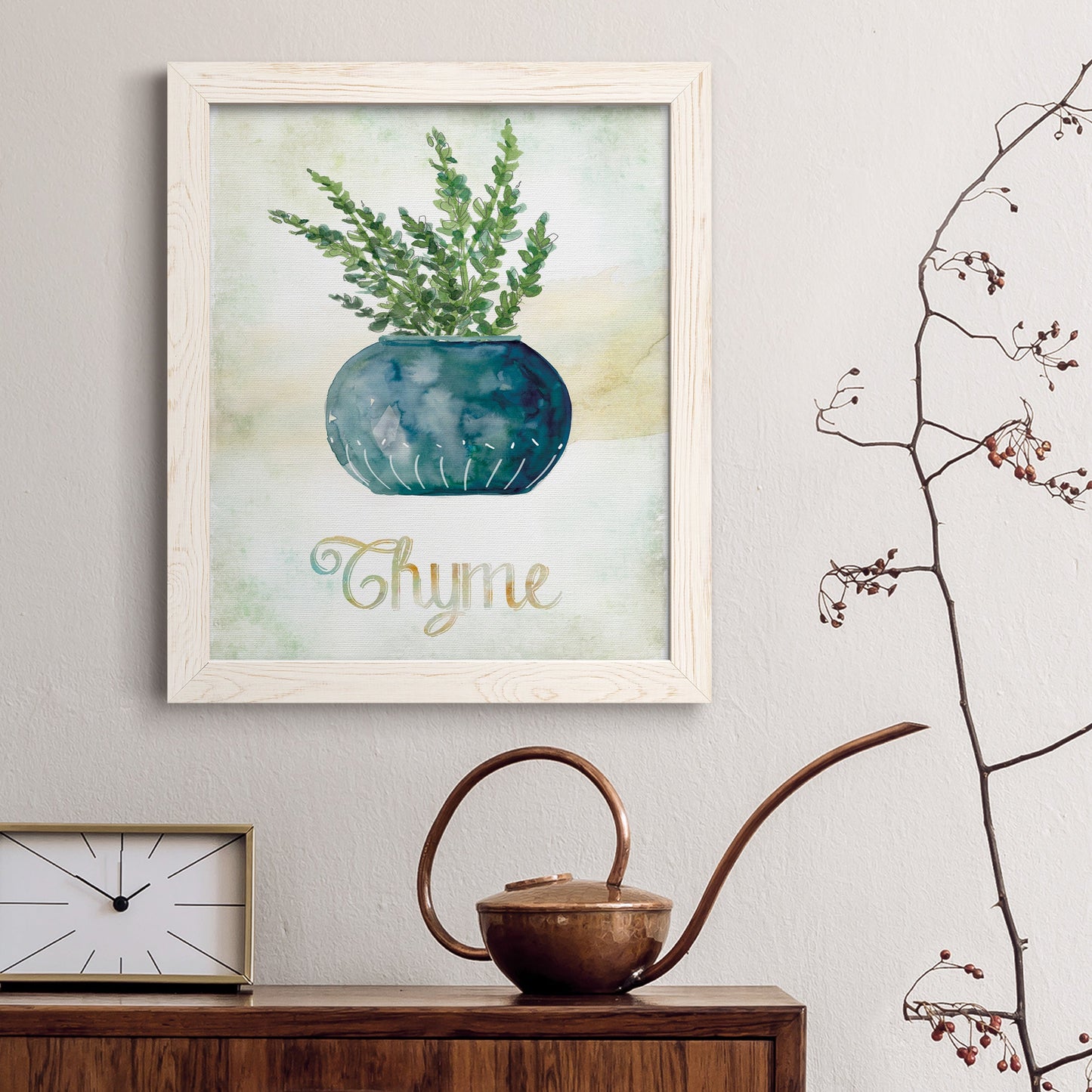 Potted Thyme - Barnwood Framed Canvas Print