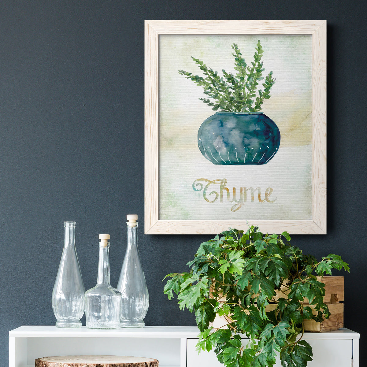 Potted Thyme - Barnwood Framed Canvas Print