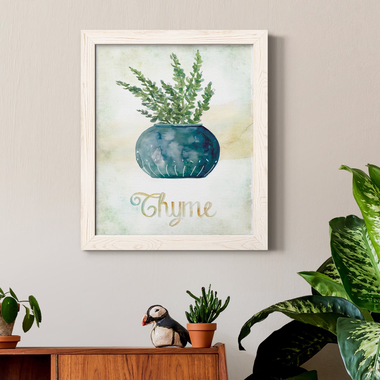 Potted Thyme - Barnwood Framed Canvas Print