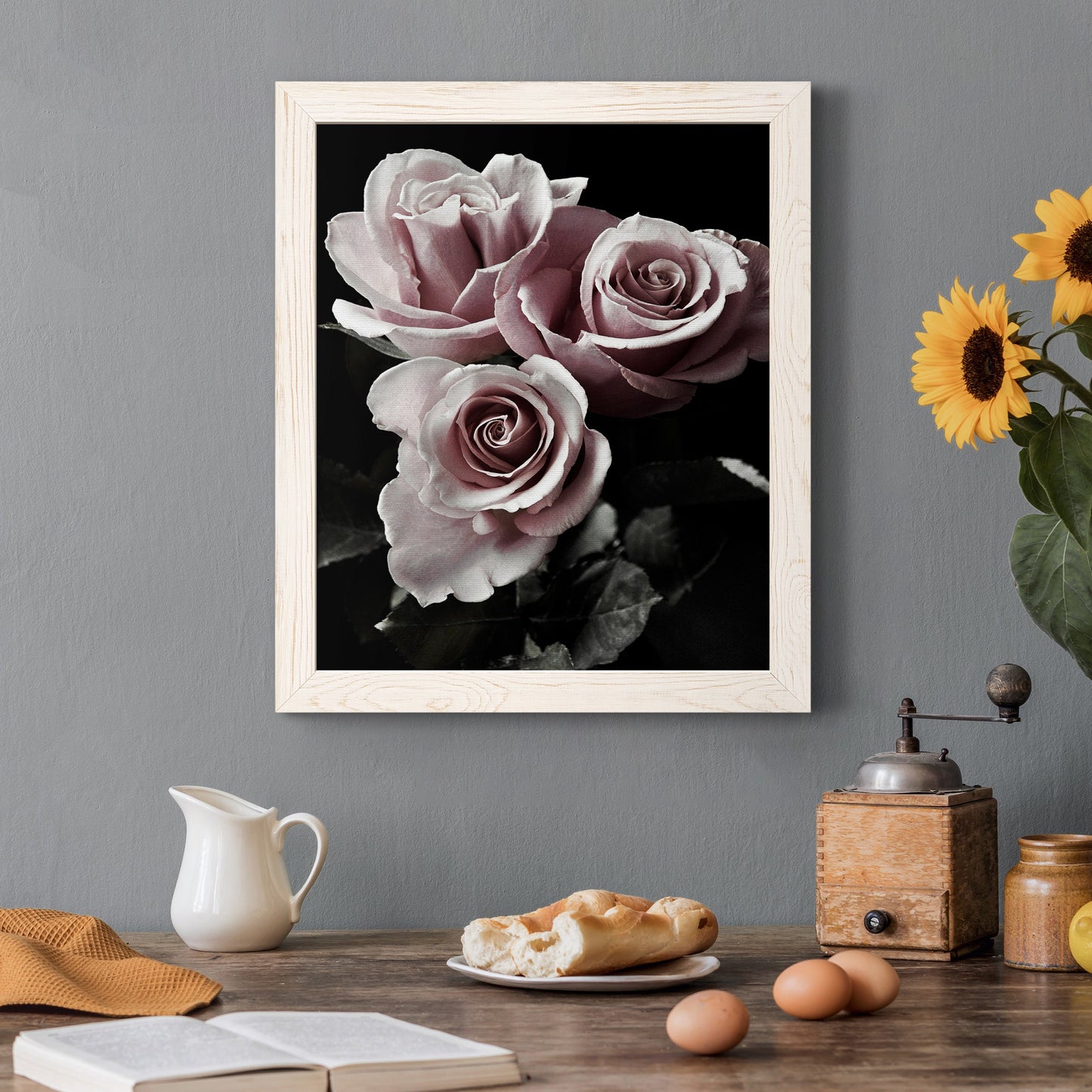 Rose Noir I - Barnwood Framed Canvas Print