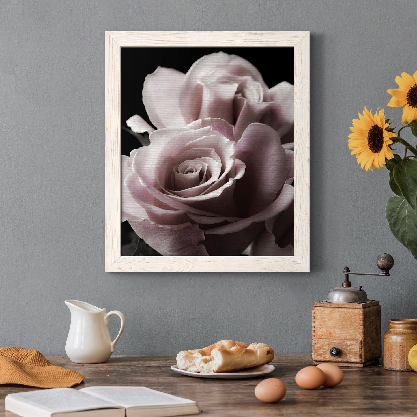 Rose Noir II - Barnwood Framed Canvas Print
