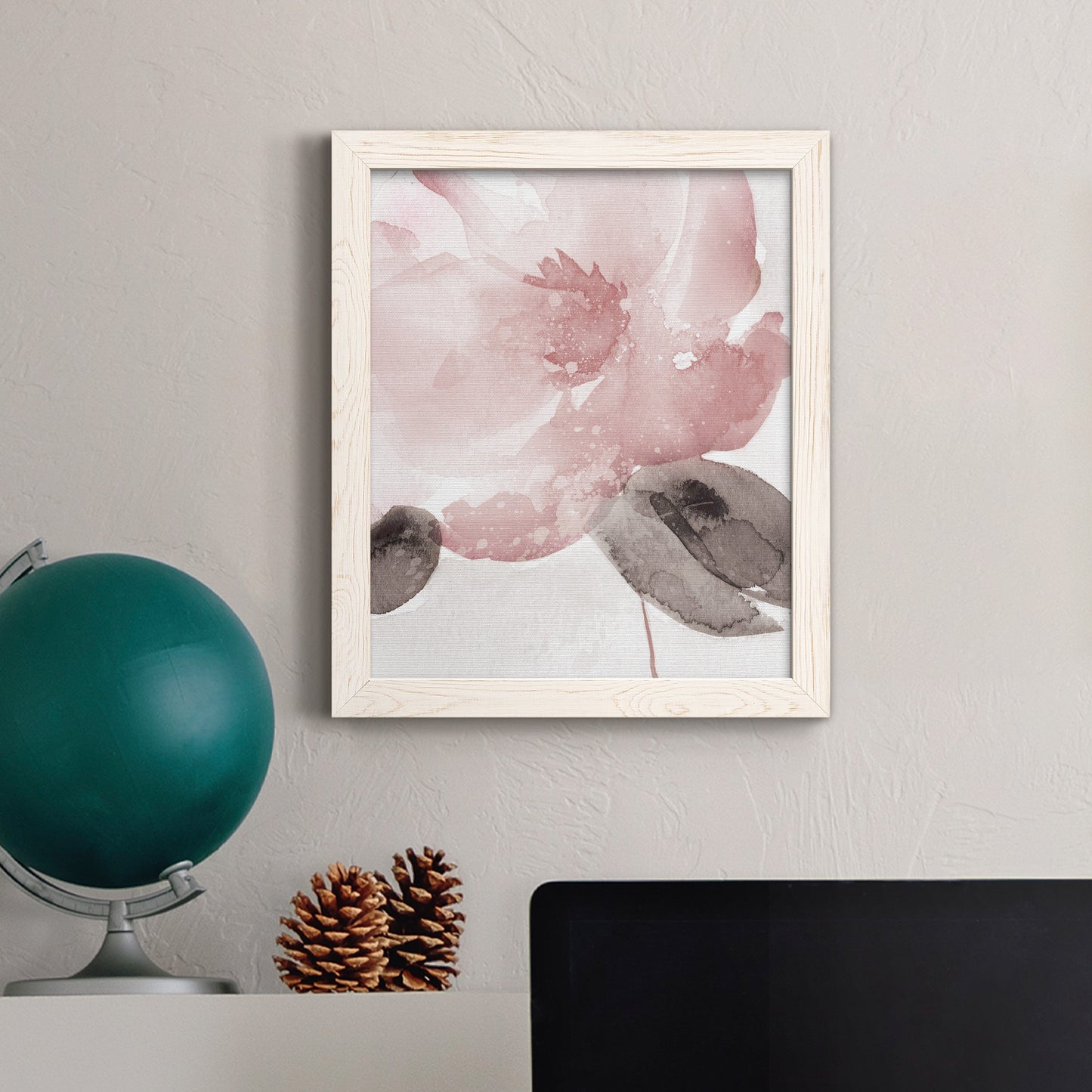 Blush Bloom I - Barnwood Framed Canvas Print