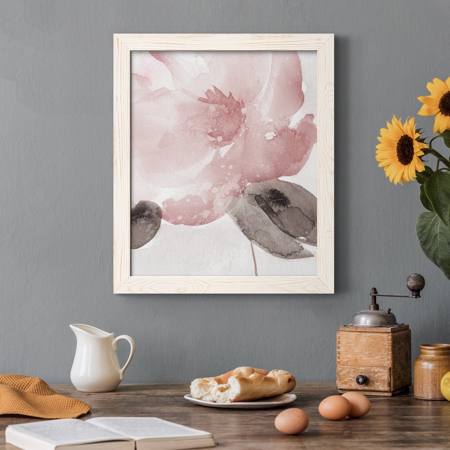 Blush Bloom I - Barnwood Framed Canvas Print