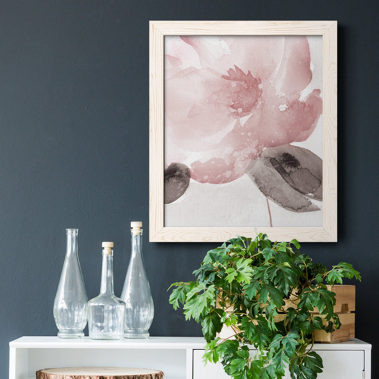 Blush Bloom I - Barnwood Framed Canvas Print