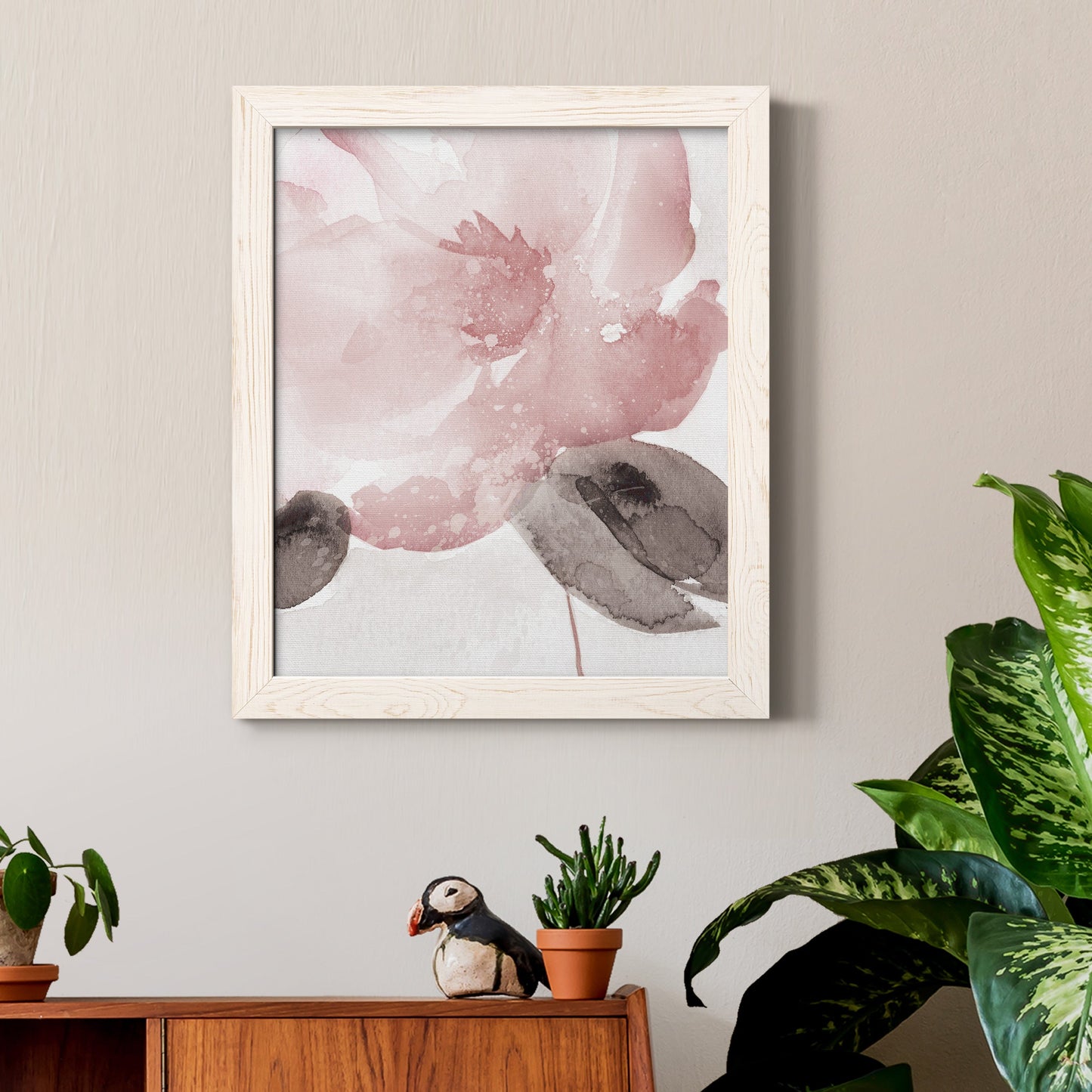 Blush Bloom I - Barnwood Framed Canvas Print