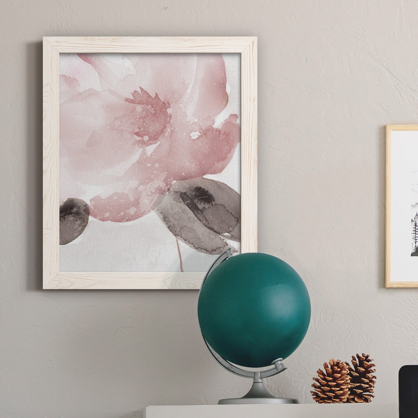 Blush Bloom I - Barnwood Framed Canvas Print