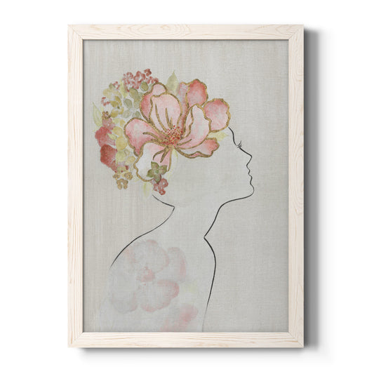 Fashion Floral Silhouette I - Barnwood Framed Canvas Print
