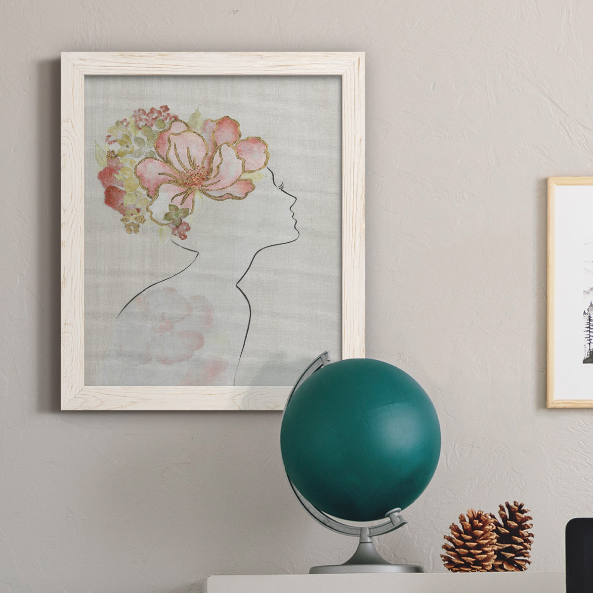 Fashion Floral Silhouette I - Barnwood Framed Canvas Print