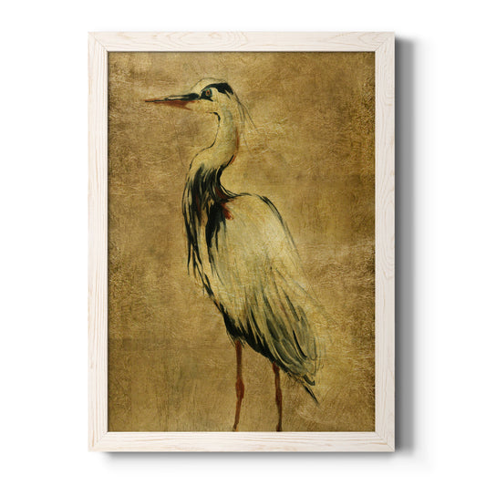 Gold Crane at Dusk II - Barnwood Framed Canvas Print