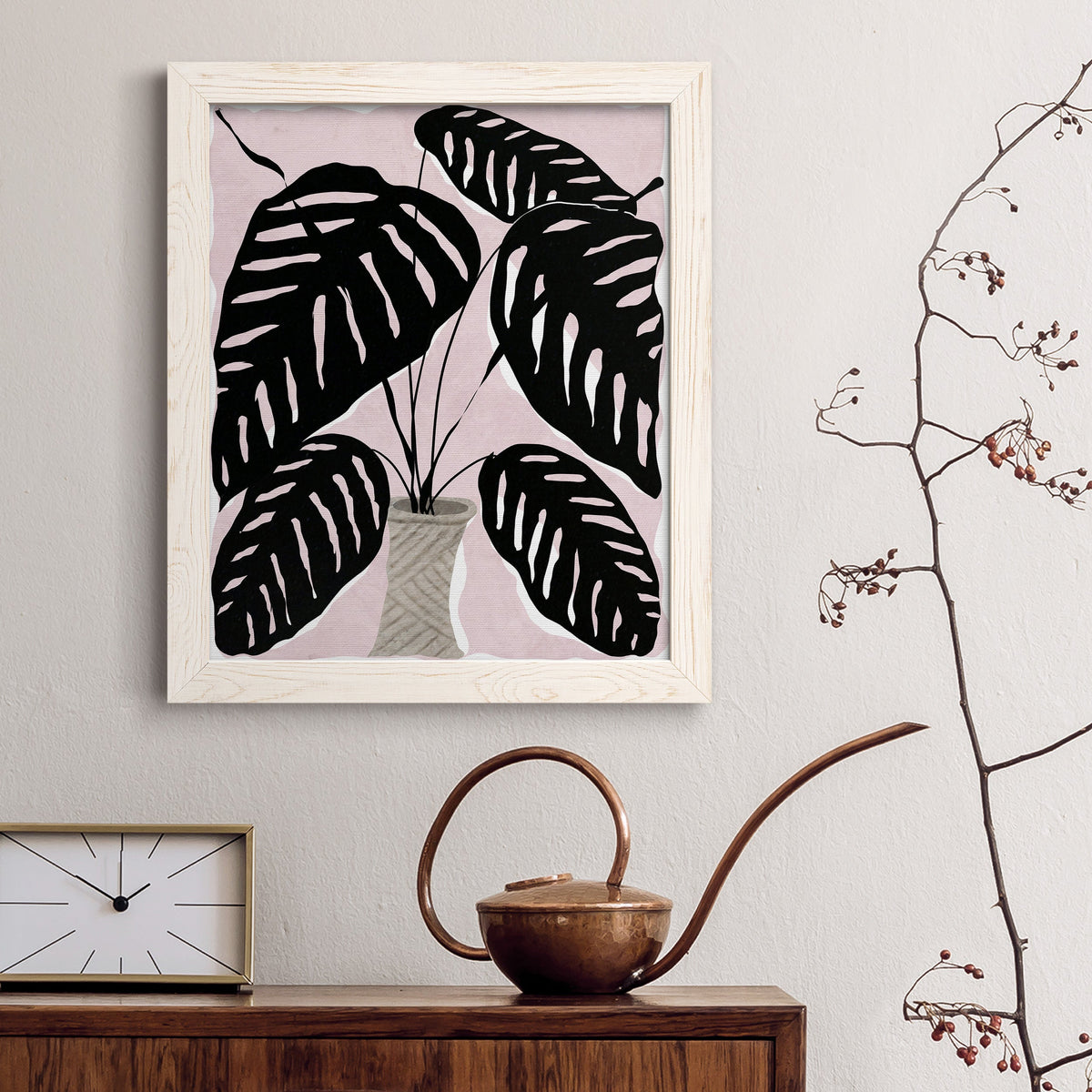 Potted Plant I - Barnwood Framed Canvas Print
