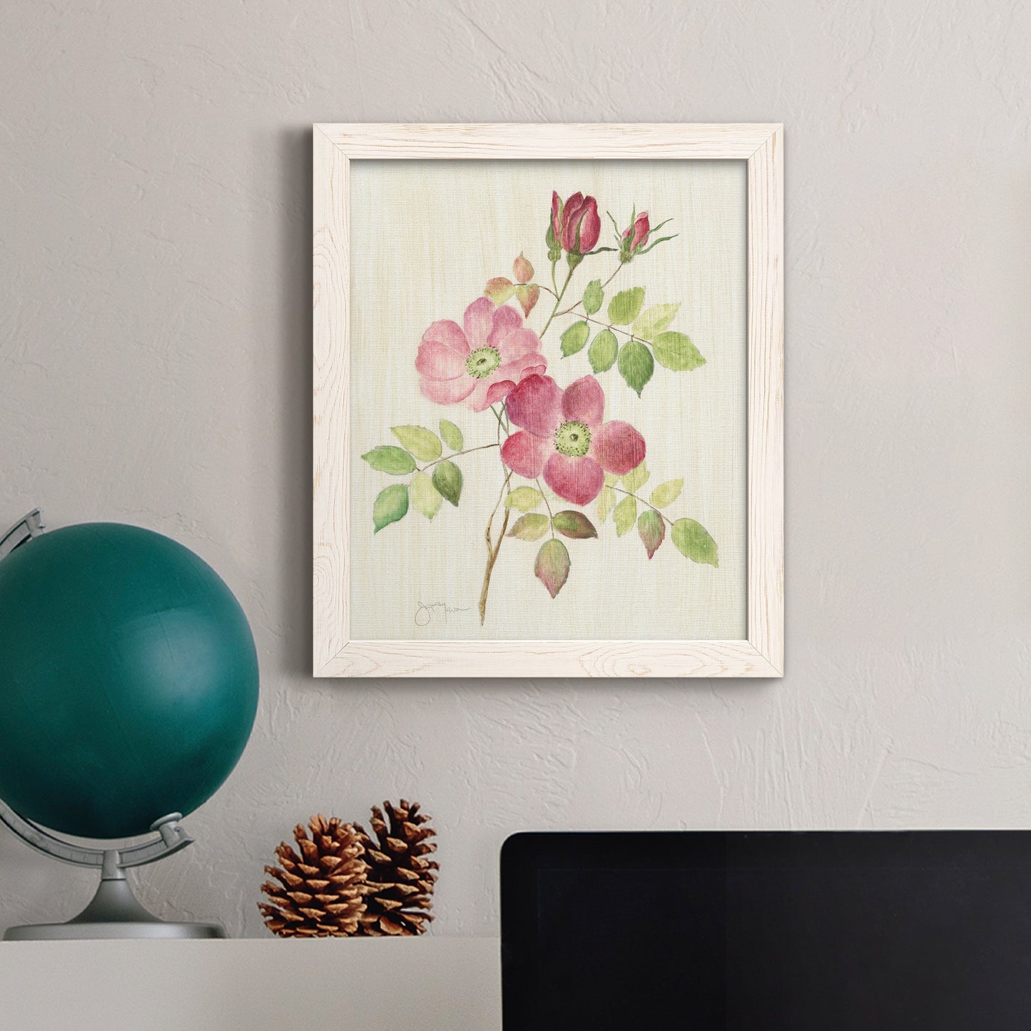 Dusty Rose I - Barnwood Framed Canvas Print