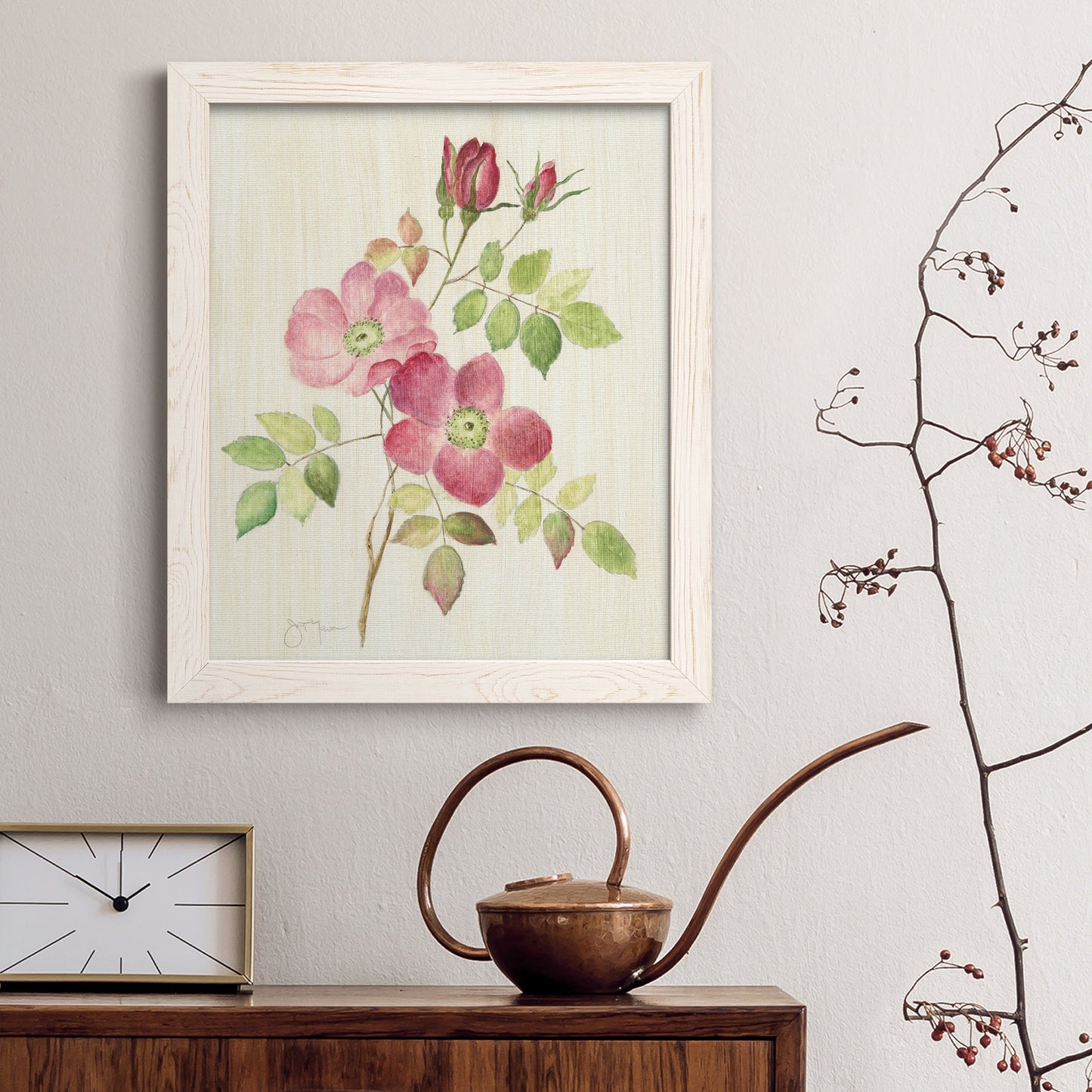 Dusty Rose I - Barnwood Framed Canvas Print