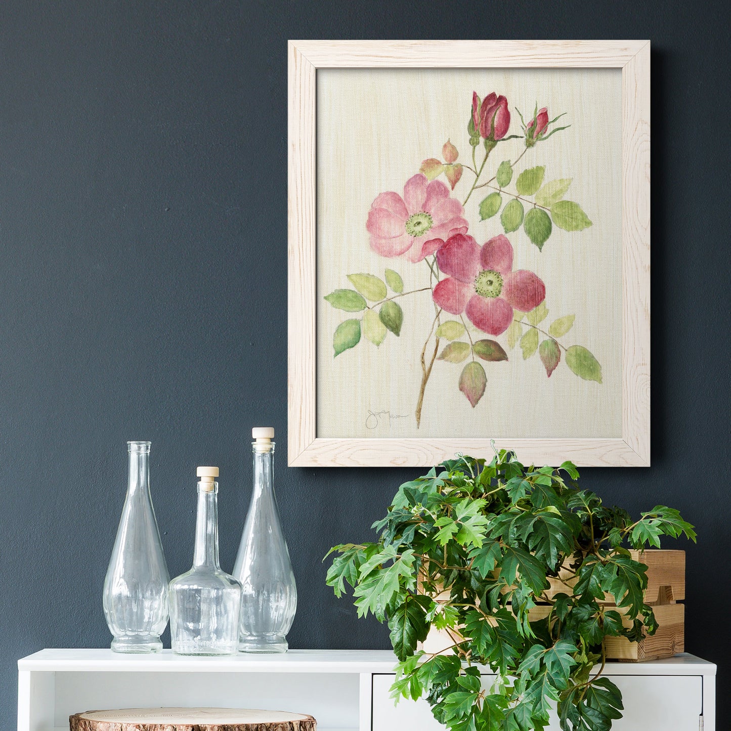 Dusty Rose I - Barnwood Framed Canvas Print