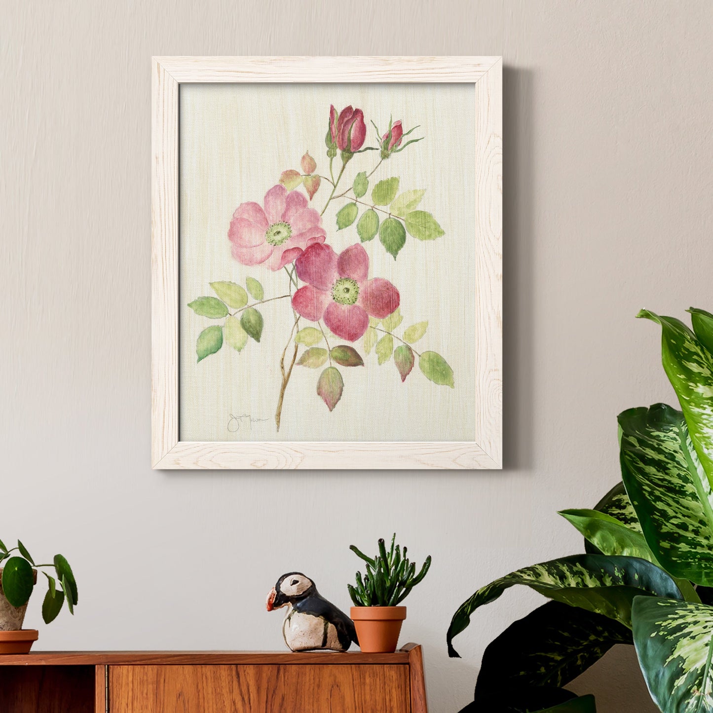 Dusty Rose I - Barnwood Framed Canvas Print