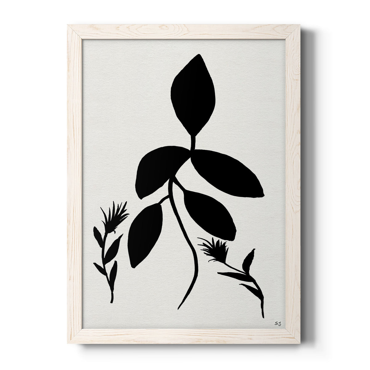 Silhouette Garden I - Barnwood Framed Canvas Print