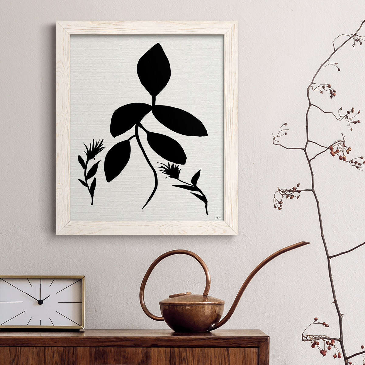 Silhouette Garden I - Barnwood Framed Canvas Print