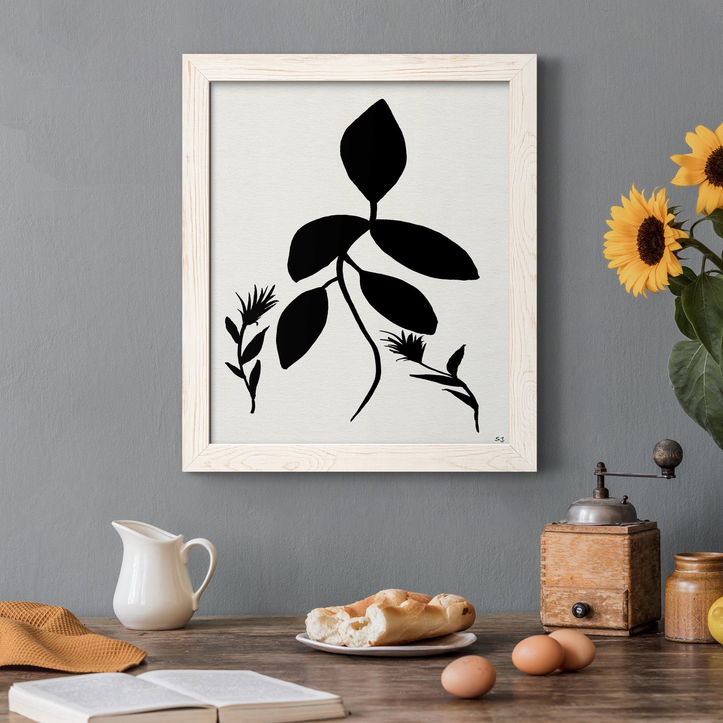 Silhouette Garden I - Barnwood Framed Canvas Print