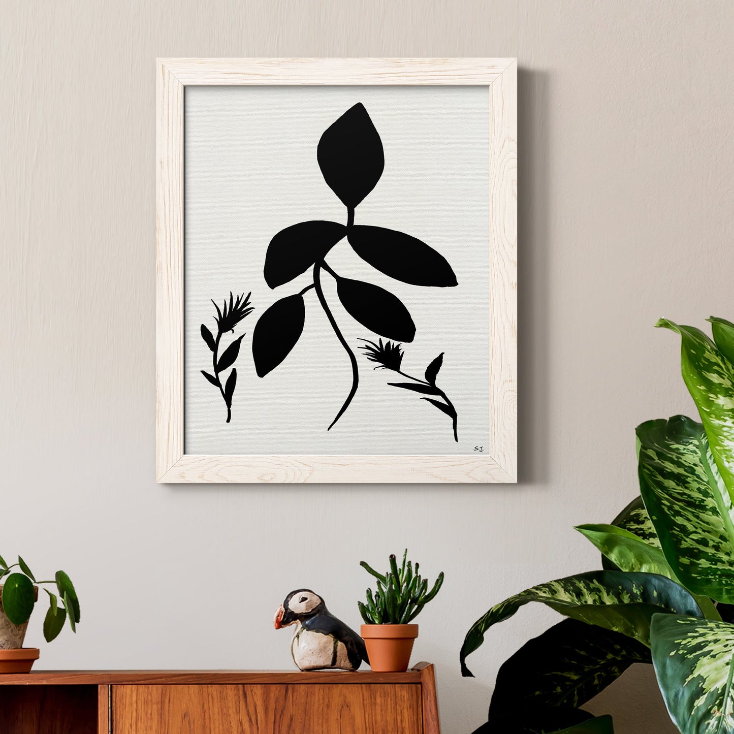 Silhouette Garden I - Barnwood Framed Canvas Print