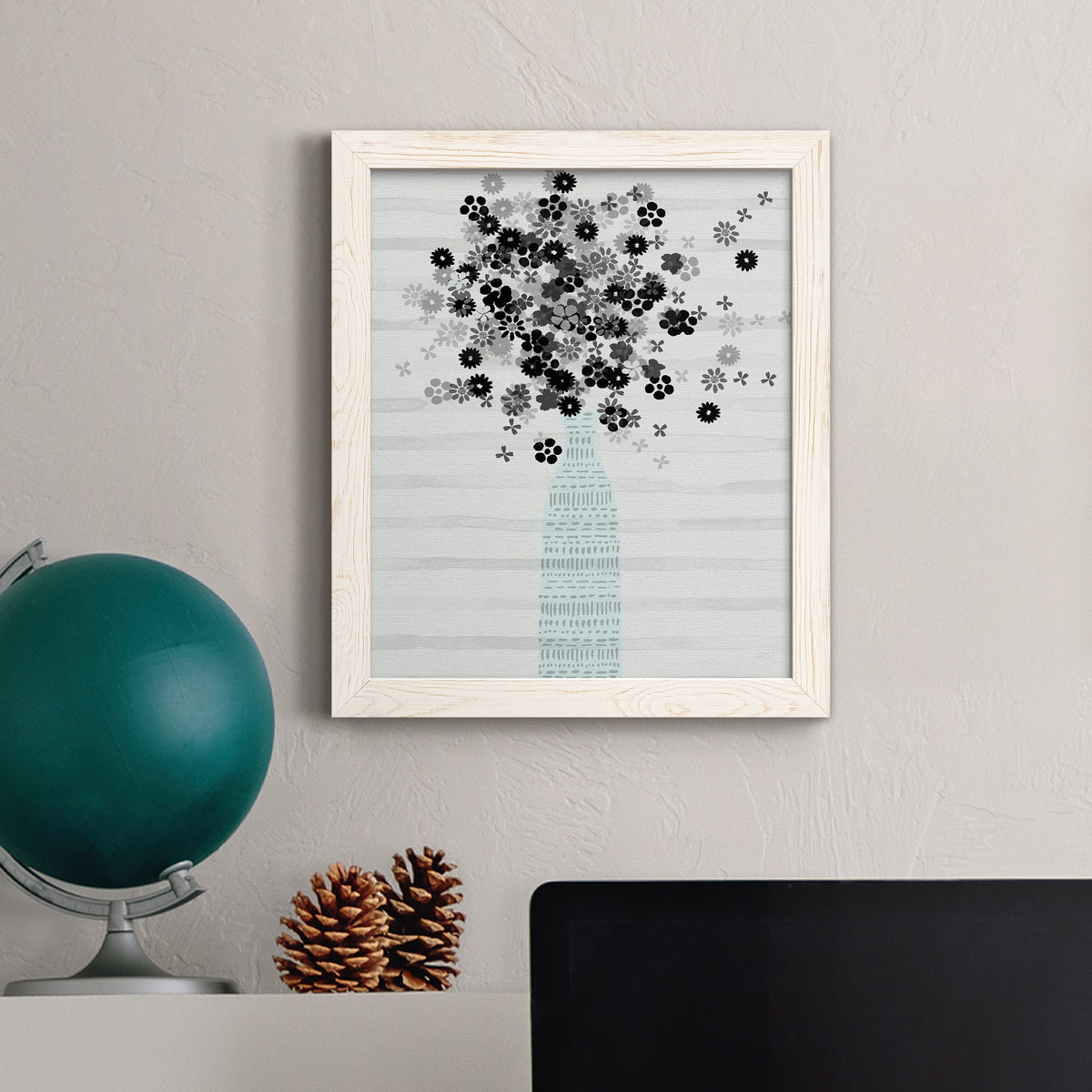Bouquet of Black & White - Barnwood Framed Canvas Print