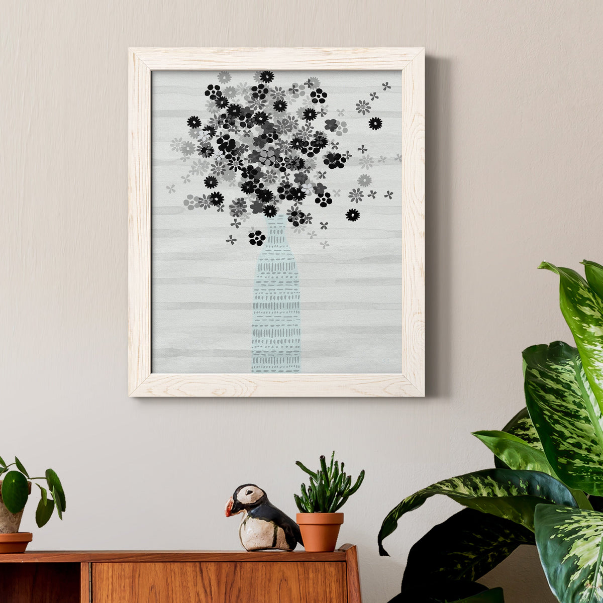 Bouquet of Black & White - Barnwood Framed Canvas Print