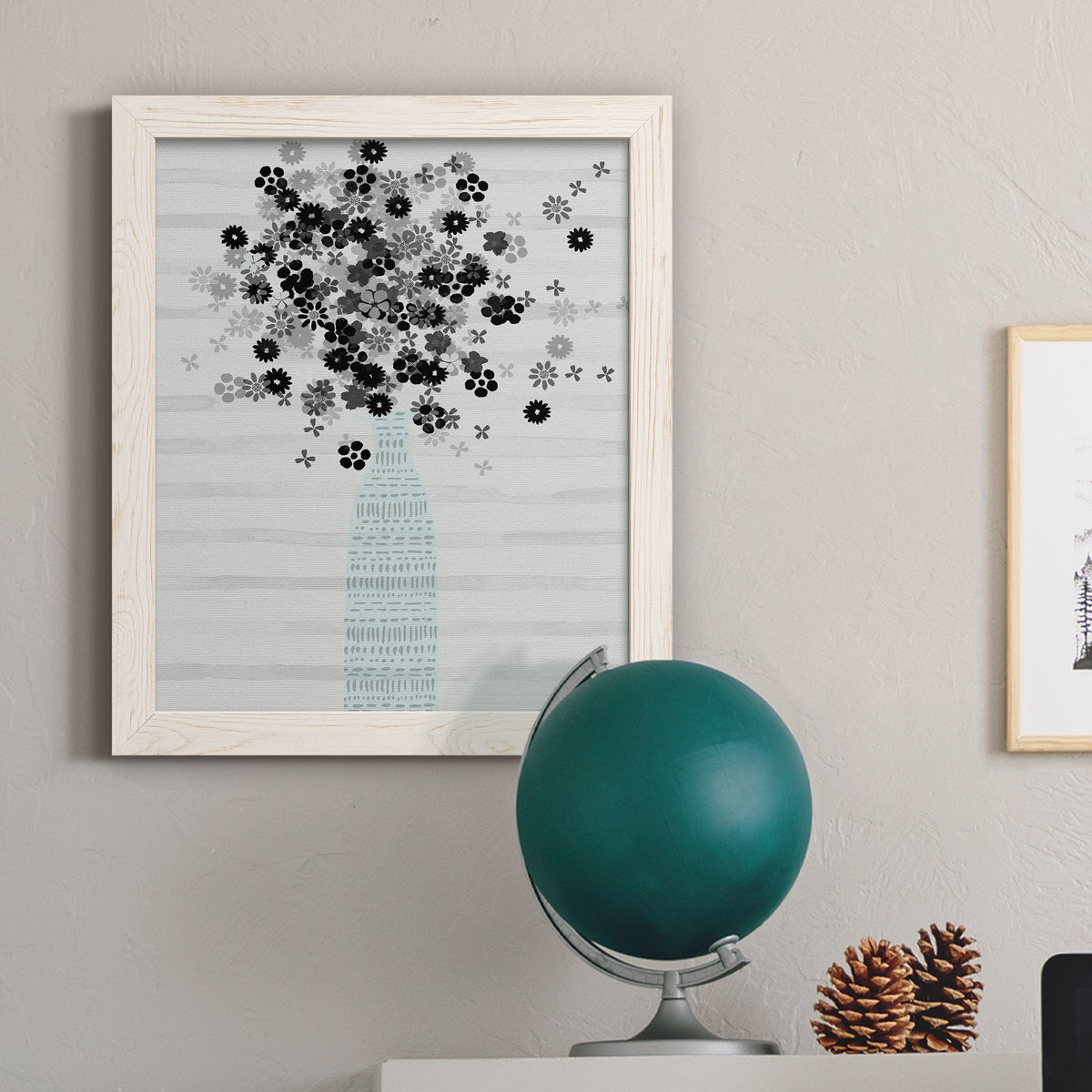 Bouquet of Black & White - Barnwood Framed Canvas Print