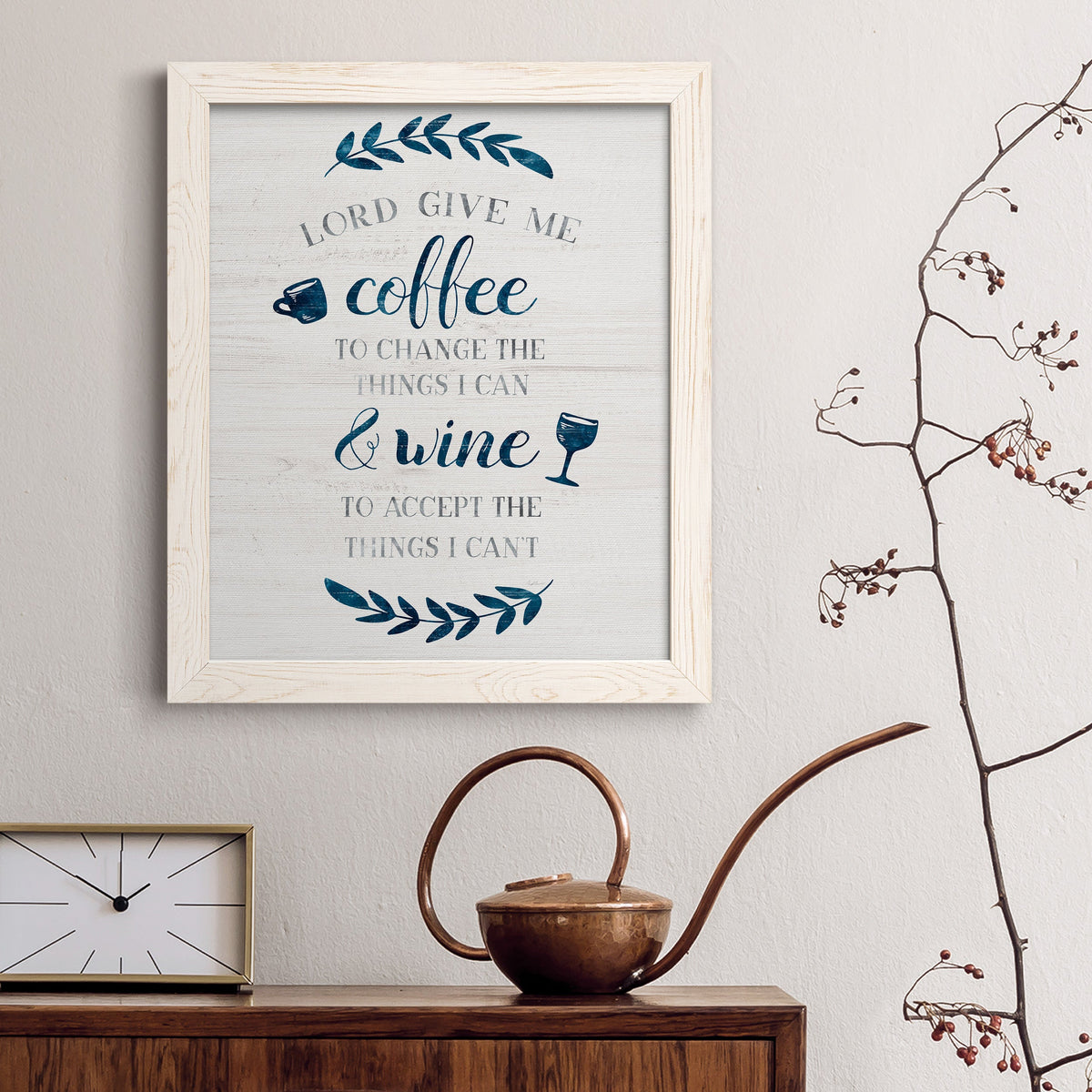 Coffee & Wine - Barnwood Framed Canvas Print