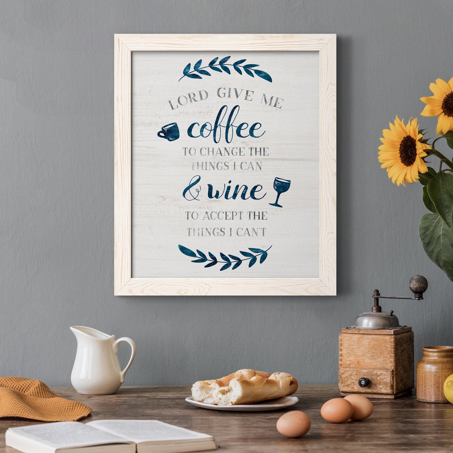 Coffee & Wine - Barnwood Framed Canvas Print