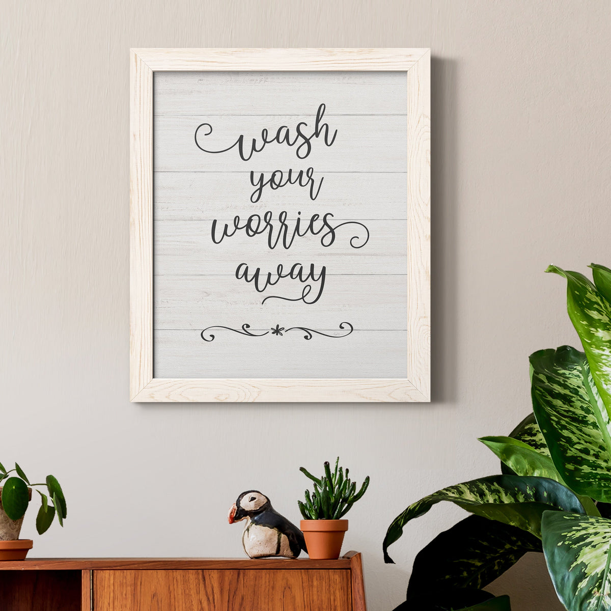 Wash Worries - Barnwood Framed Canvas Print