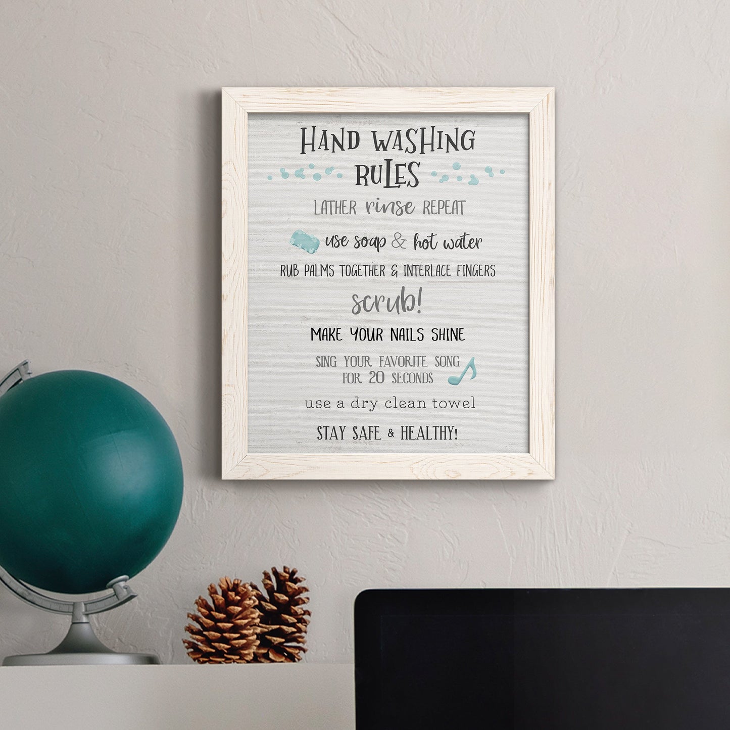 Stay Safe Rules - Barnwood Framed Canvas Print