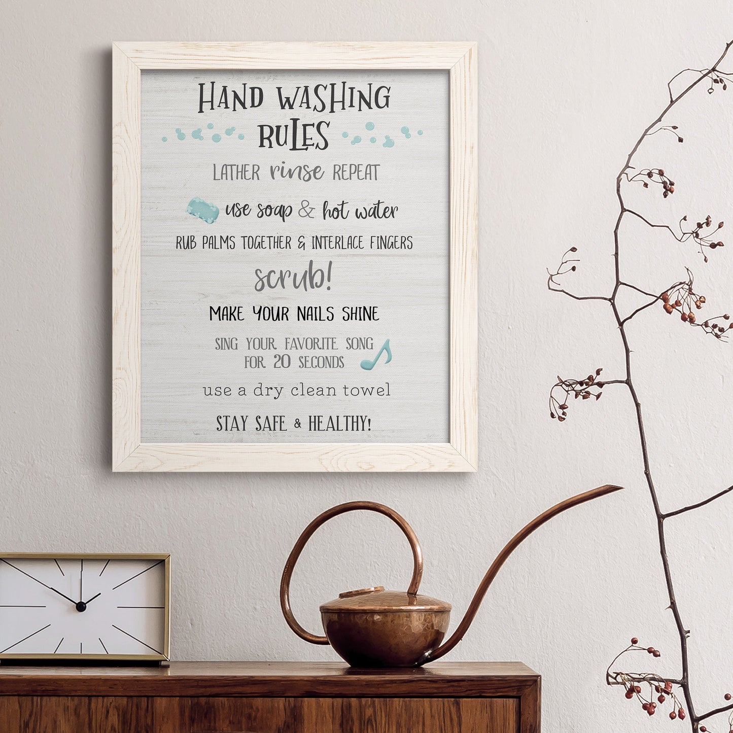 Stay Safe Rules - Barnwood Framed Canvas Print