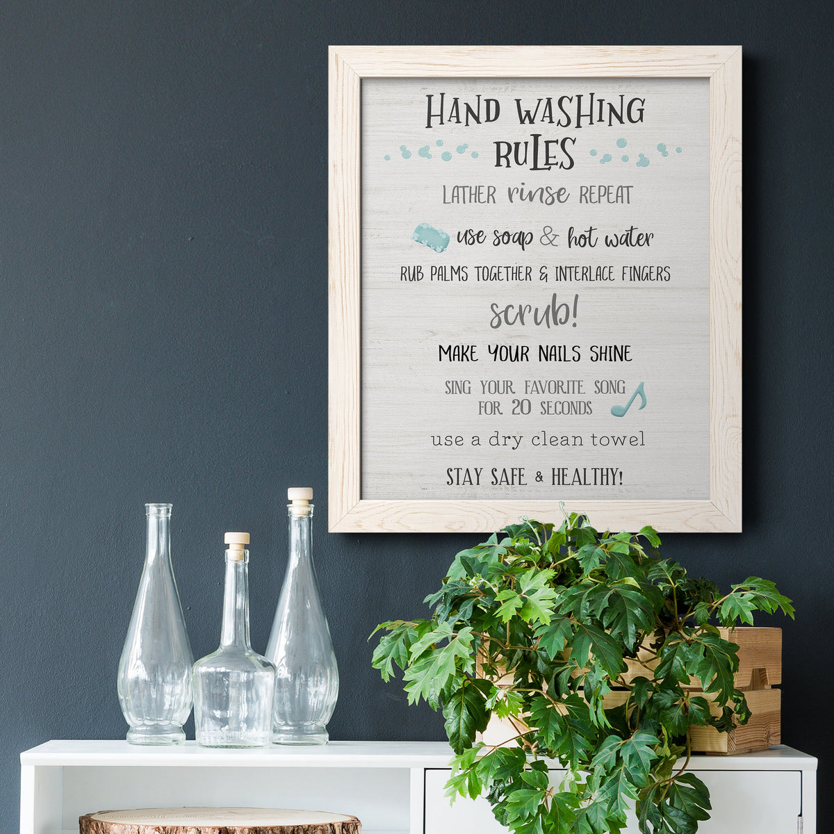 Stay Safe Rules - Barnwood Framed Canvas Print
