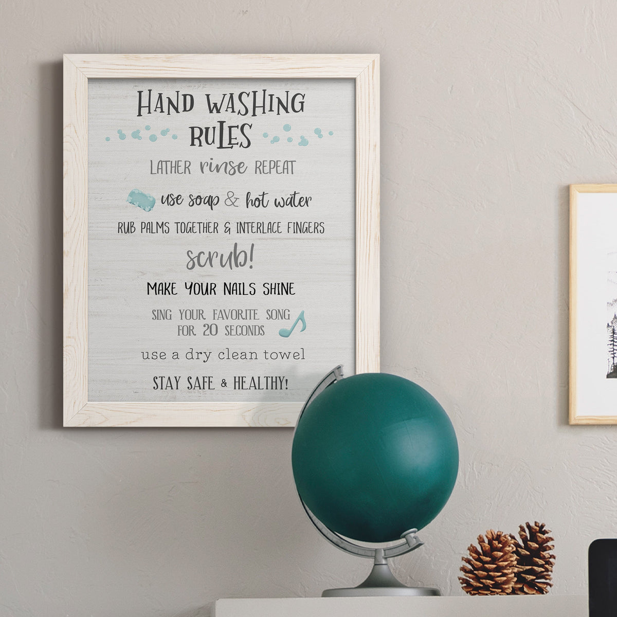 Stay Safe Rules - Barnwood Framed Canvas Print