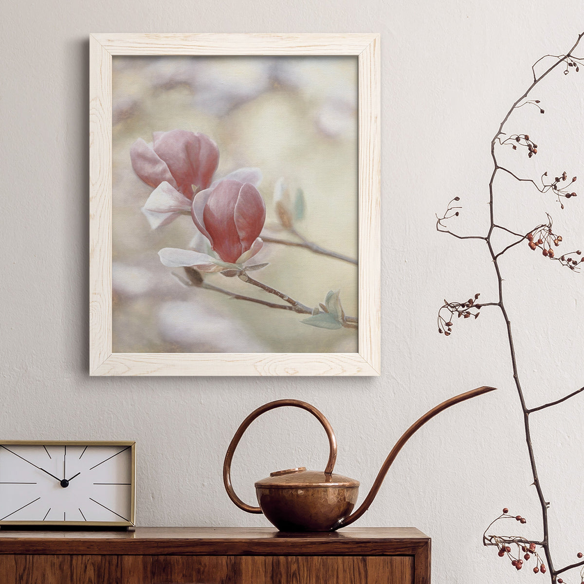 Blooming Hearts - Barnwood Framed Canvas Print