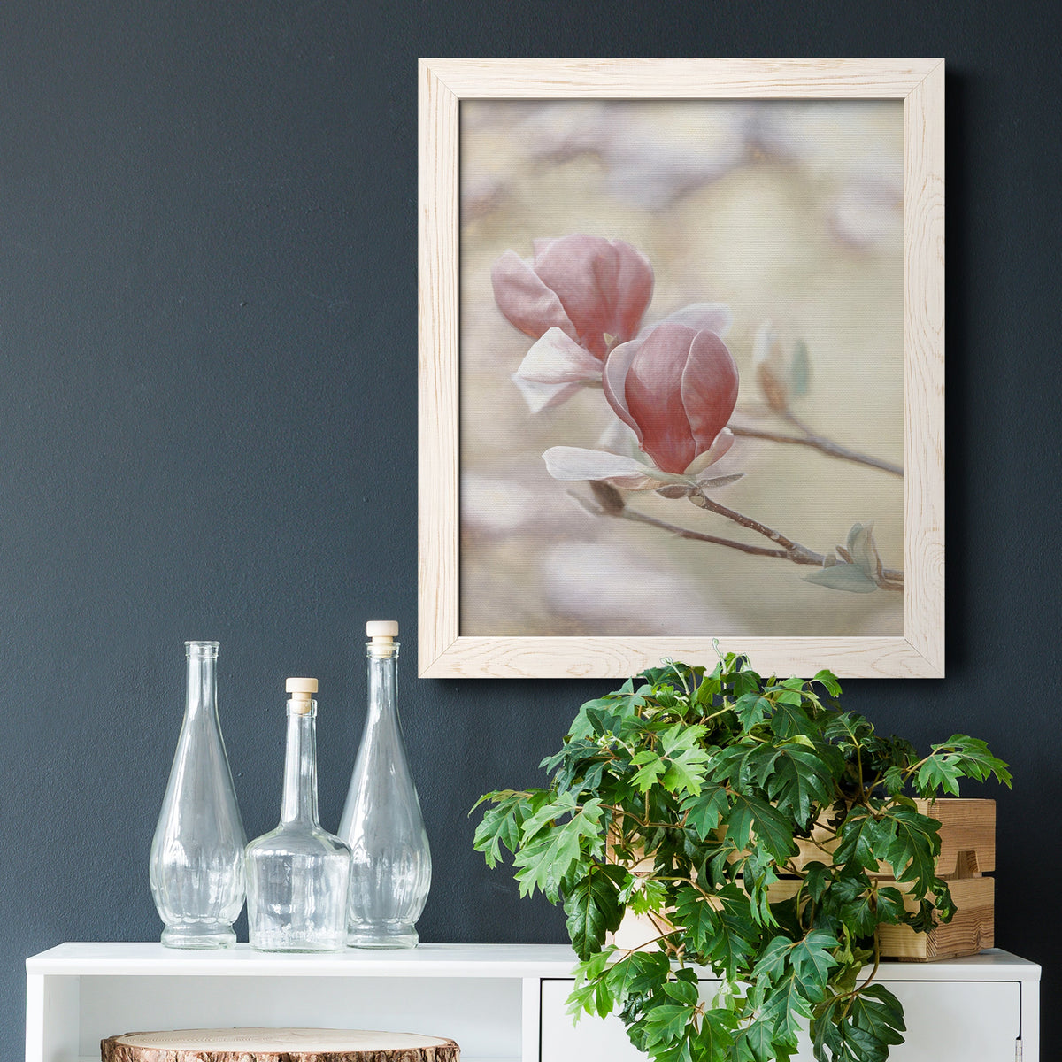 Blooming Hearts - Barnwood Framed Canvas Print