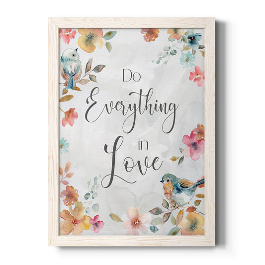 Spring Bird Love - Barnwood Framed Canvas Print