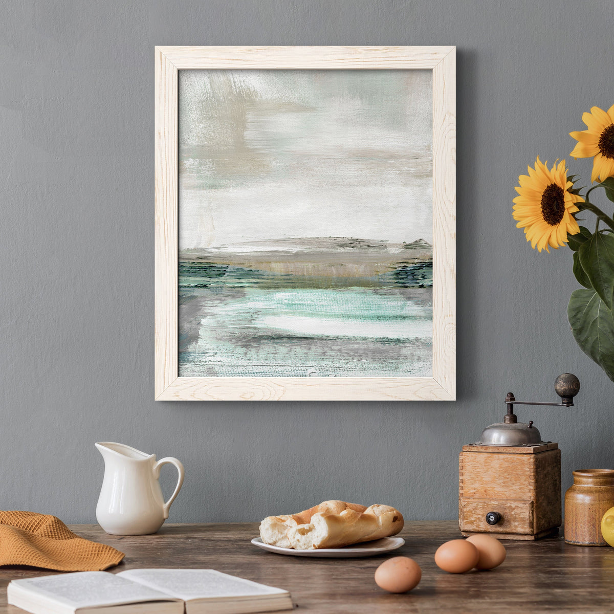 Summer Teal I - Barnwood Framed Canvas Print