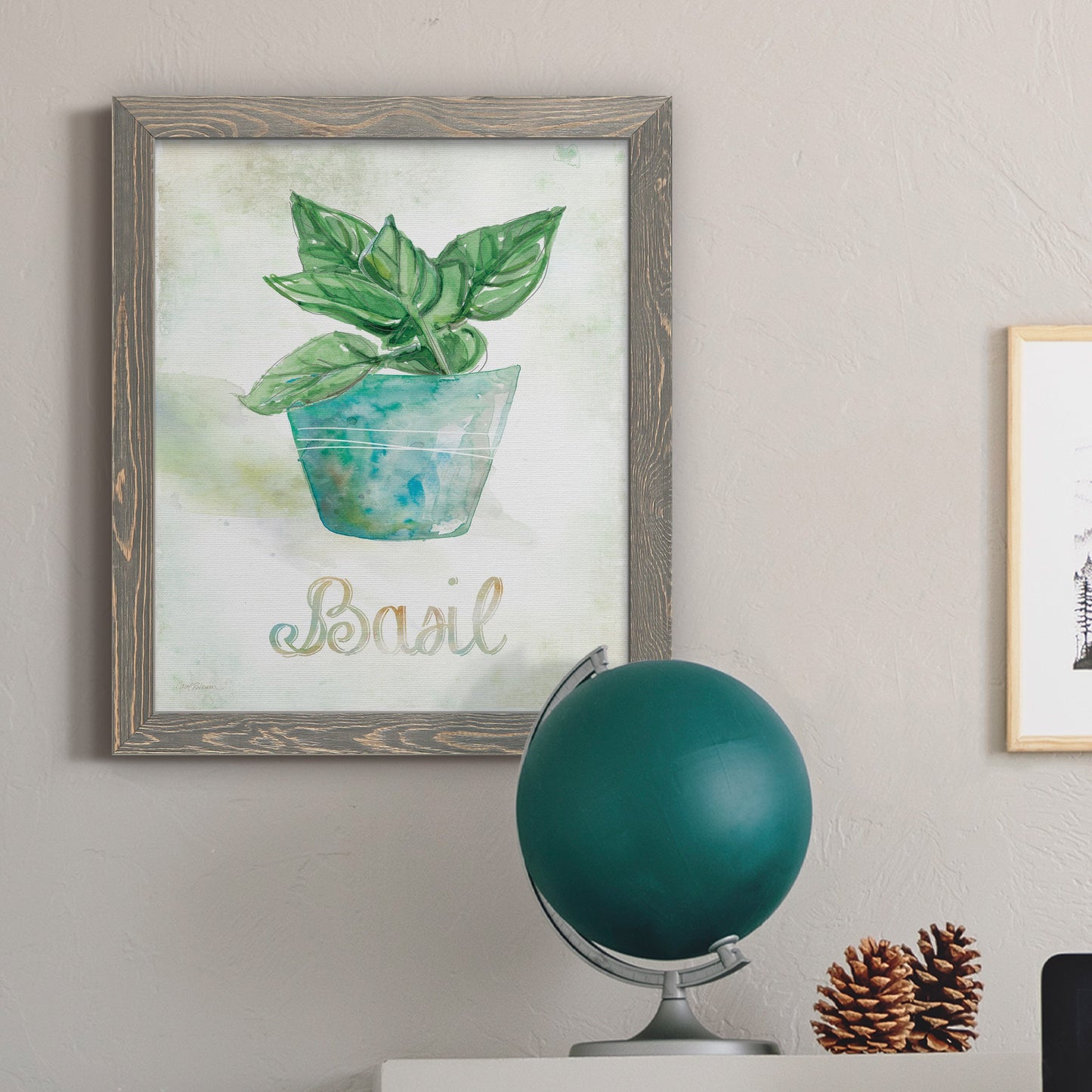 Potted Basil - Barnwood Framed Canvas Print